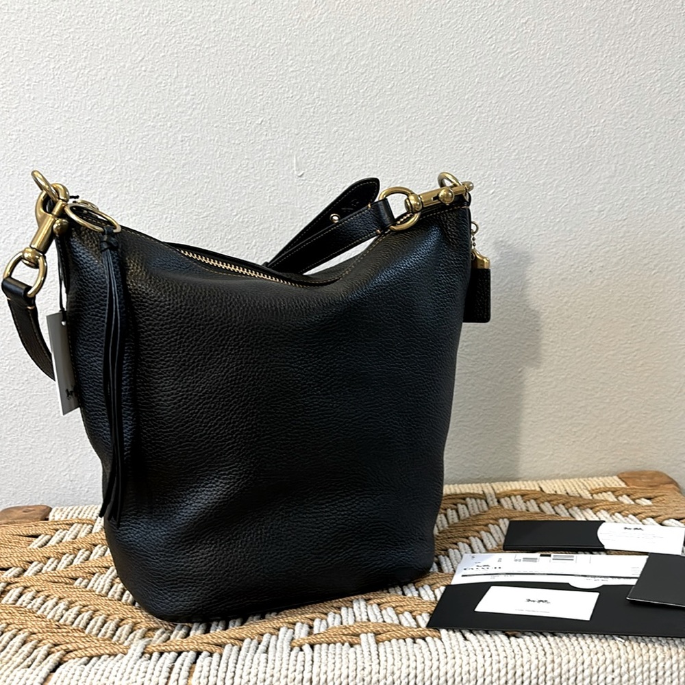 New Coach 1941 Archive Duffle Black Glovetanned Pebble Leather Gold Hardware